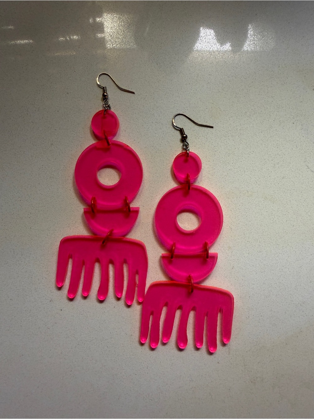 Pink Statement Dangle Earrings